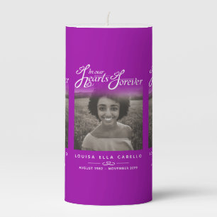 In our hearts remembrance purple photos candle