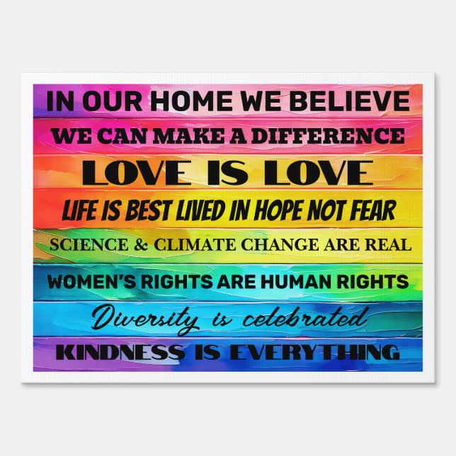 In our Home we believe Harriz Walz Back Yard Sign (Front)