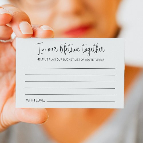 In Our Lifetime Together Bucket List Wedding Advice Card
