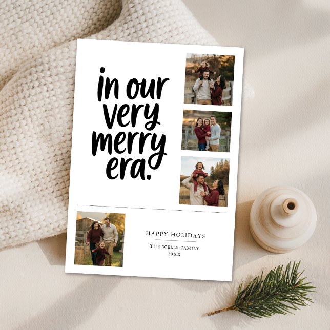 In Our Very Merry Era Family 4 Photo Christmas Holiday Card (Creator Uploaded)
