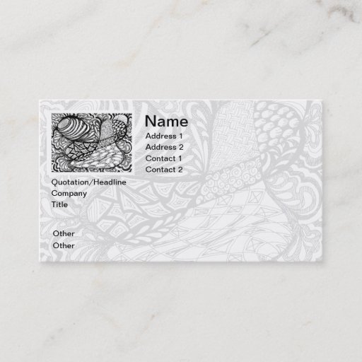 Customizable Zentangle in Pen &amp; Ink Business Cards