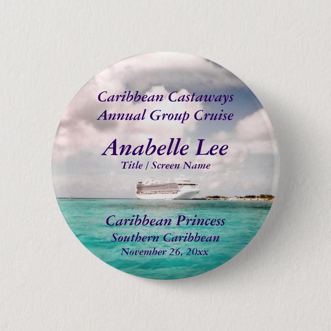 In Port Cruise Name Badge Button (Front)