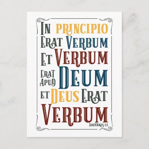 In Principio Erat Verbum Latin Bible Verse Postcard
