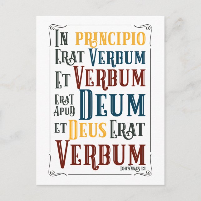 In Principio Erat Verbum Latin Bible Verse Postcard (Front)