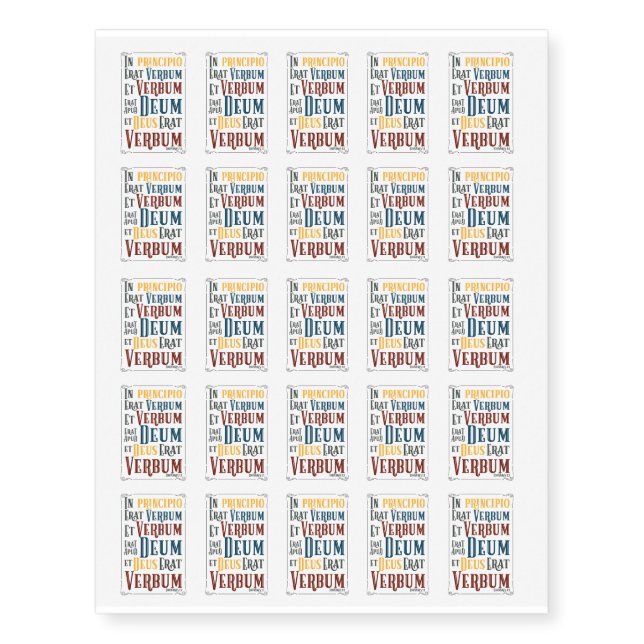 In Principio Erat Verbum Latin Bible Verse Temporary Tattoos (Front)