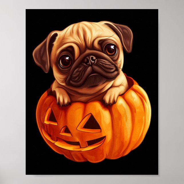 In Pumpkin Halloween Pugkin Cute Pug Halloween  Poster (Front)