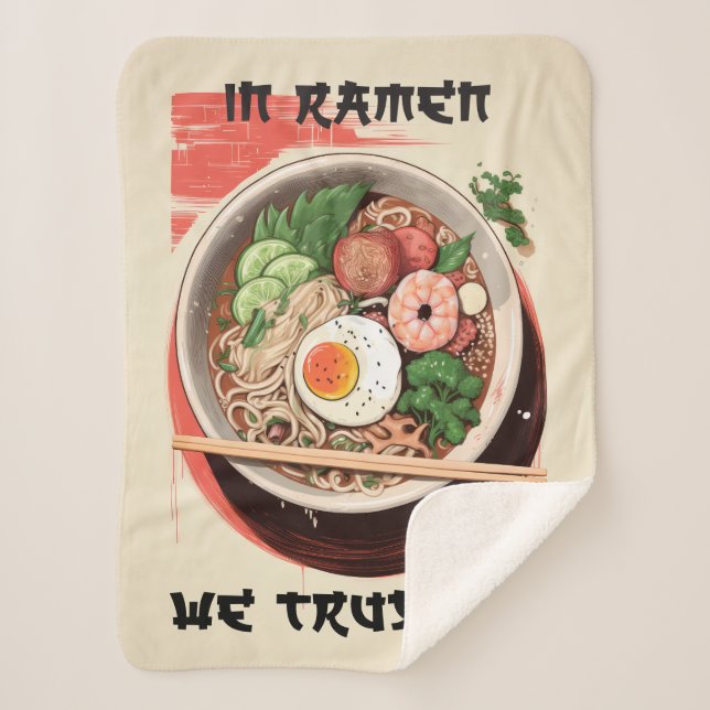 In Ramen We Trust Cozy Blanket for Noodle Lovers (Front)