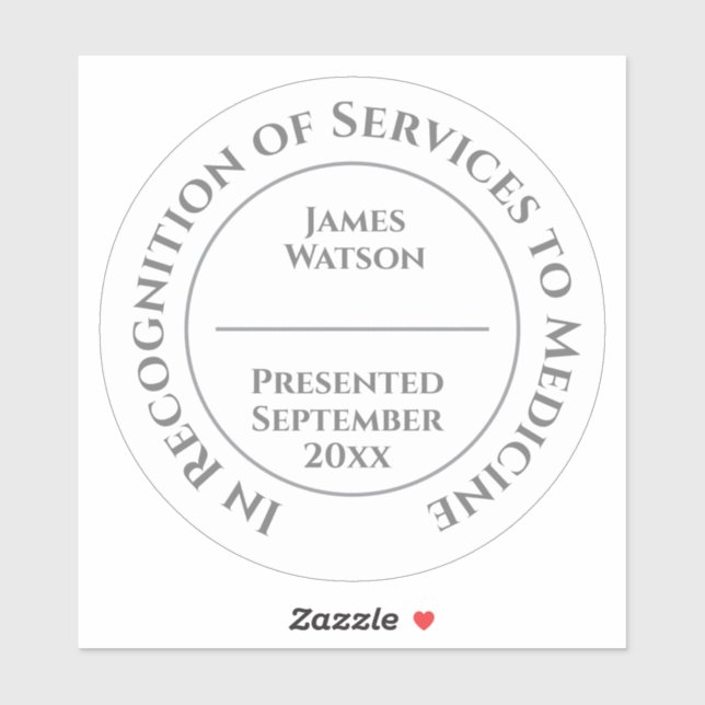 In Recognition of Services to Medicine Sticker (Sheet)