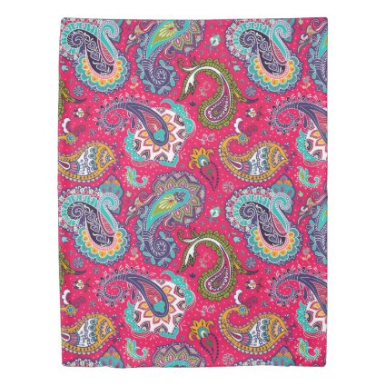 In Red Paisley Love Duvet Cover