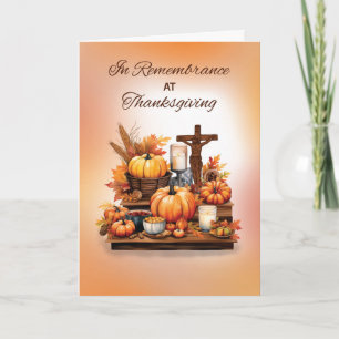 In Remembrance Catholic Thanksgiving with Crucifix Card
