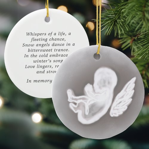 In Remembrance Miscarriage Poem Snow Angel Ceramic Ornament