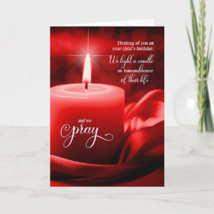 In Remembrance of Child's Birthday Red Candle Card