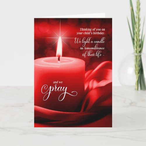 In Remembrance of Childs Birthday Red Candle Card