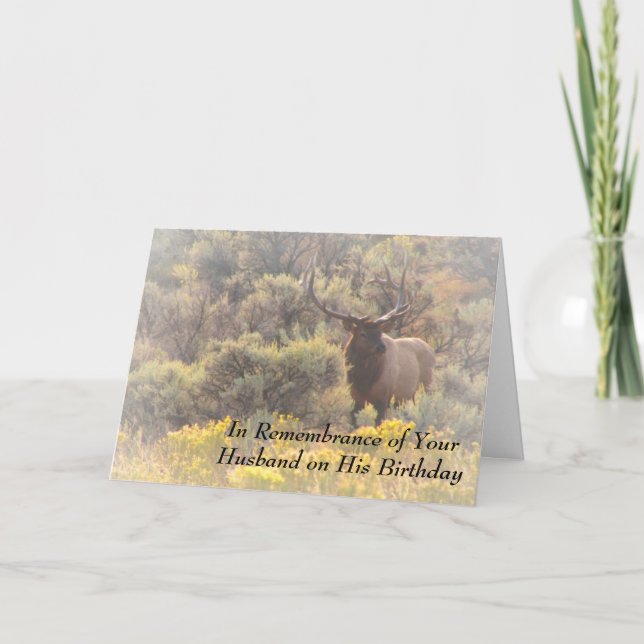 In Remembrance of Husband Birthday Custom Elk Card (Front)