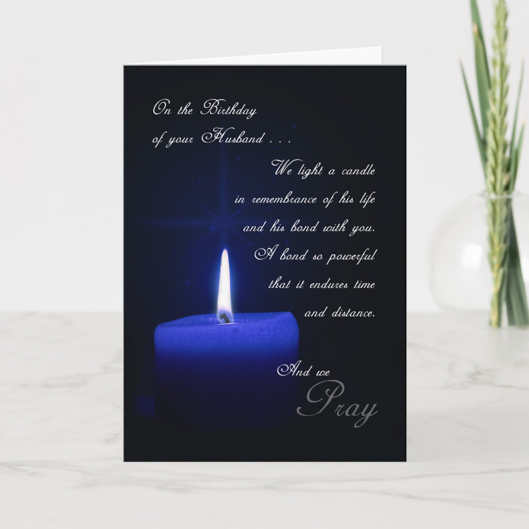 In Remembrance of Husband's Birthday Candle Card | Zazzle