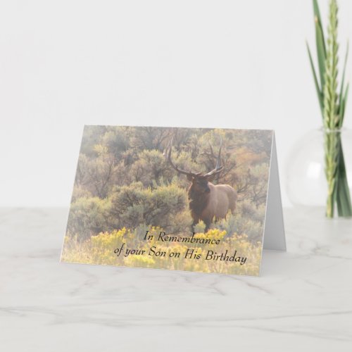 In Remembrance of Son on His Birthday Custom Elk Card