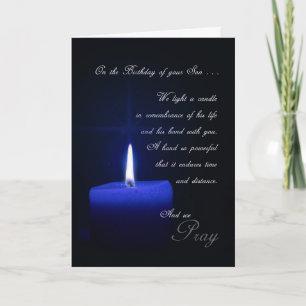 In Remembrance of Son's Birthday Blue Candle Card