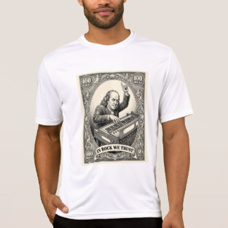 In Rock We Trust 100 Rocks Franklin Keyboardist T-Shirt