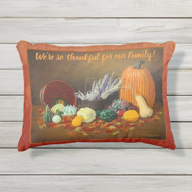 "In Season" Thanksgiving Outdoor Pillow (Front)