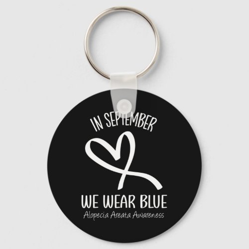 In September We Wear Blue Alopecia Areata Awarenes Keychain