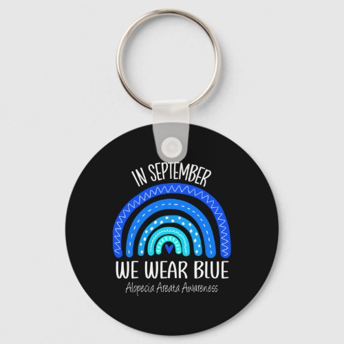 In September We Wear Blue Alopecia Areata Awarenes Keychain