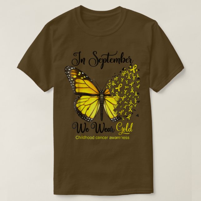 In September We Wear Gold Butterfly Childhood Canc T-Shirt (Design Front)