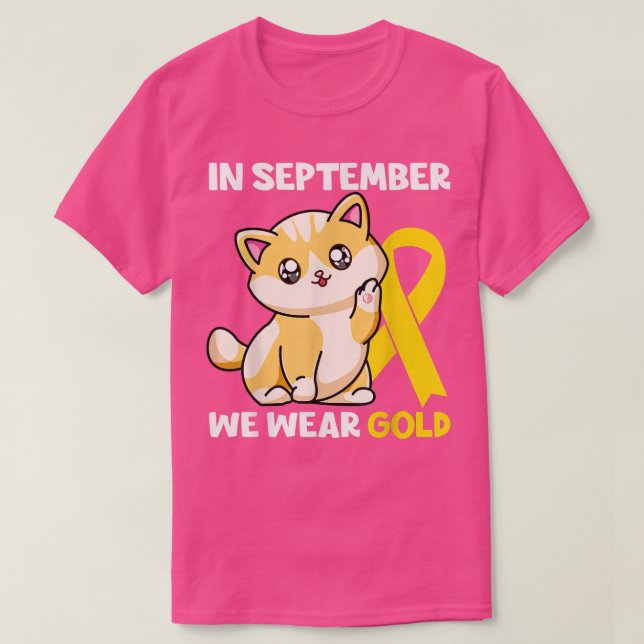 In September We Wear Gold Cat Childhood Cancer Awa T-Shirt (Design Front)