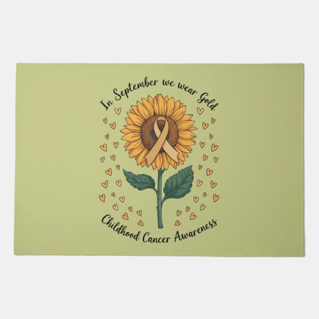 In September We Wear Gold Childhood Cancer Aware Doormat (Front)