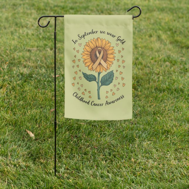 In September We Wear Gold Childhood Cancer Aware Garden Flag (In SItu)