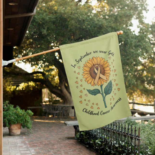 In September We Wear Gold Childhood Cancer Aware House Flag (In SItu)