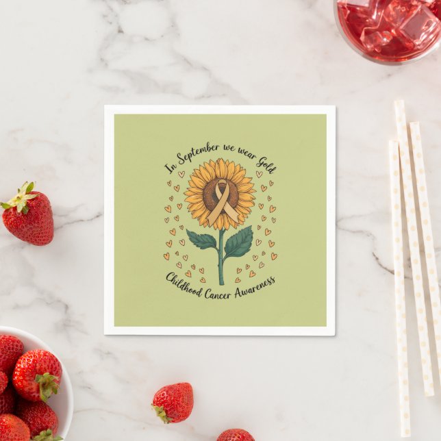 In September We Wear Gold Childhood Cancer Aware Napkins (Insitu)