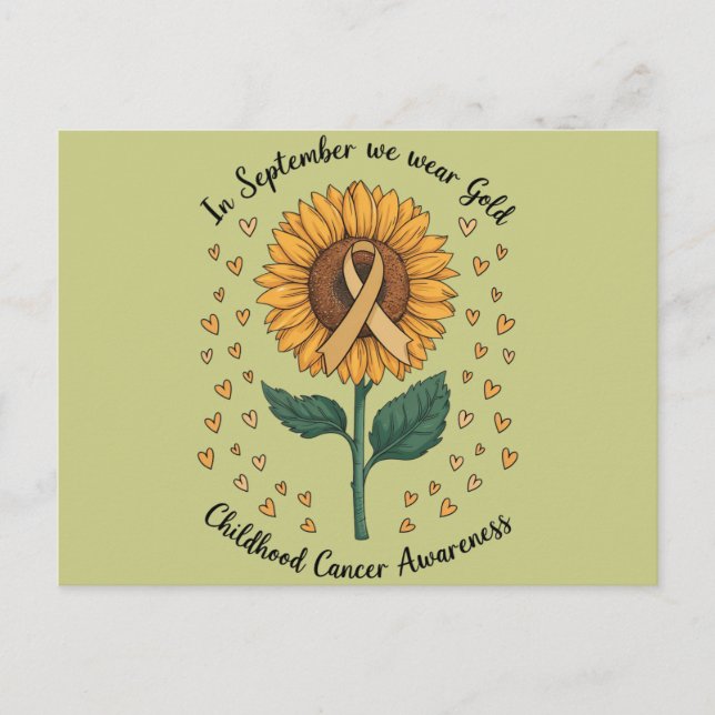 In September We Wear Gold Childhood Cancer Aware Postcard (Front)