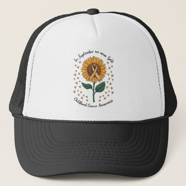 In September We Wear Gold Childhood Cancer Aware Trucker Hat (Front)