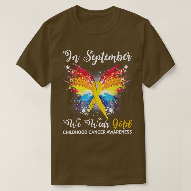 In September We Wear Gold Childhood Cancer Awarene T-Shirt (Design Front)