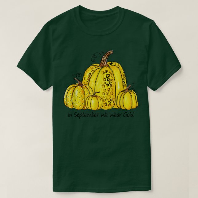 In September We Wear Gold Childhood Cancer Ribbon  T-Shirt (Design Front)