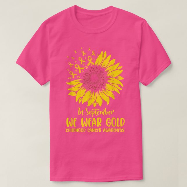 In September We Wear Gold Childhood Cancer Sunflow T-Shirt (Design Front)