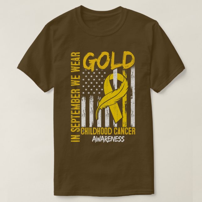 In September We Wear Gold Flag Ribbon Childhood Ca T-Shirt (Design Front)