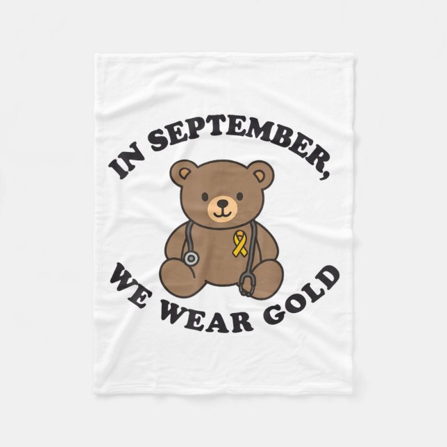 In September We Wear Gold Pediatric Nurse Childhoo Fleece Blanket (Front)