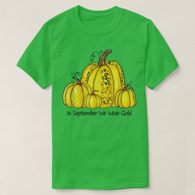 In September We Wear Gold Pumpkin Childhood Cancer T-Shirt (Design Front)