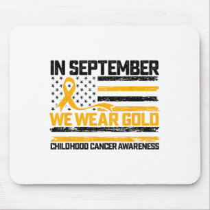 In September We Wear Gold Us Flag Childhood Cancer Mouse Pad