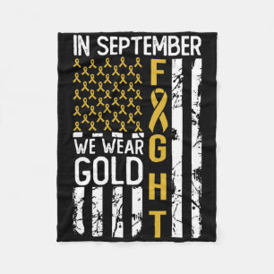 In September We Wear Gold Usa Childhood Cancer Awa Fleece Blanket