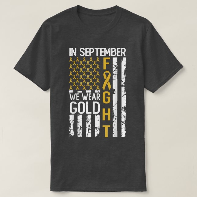 In September We Wear Gold USA Childhood Cancer Awa T-Shirt (Design Front)