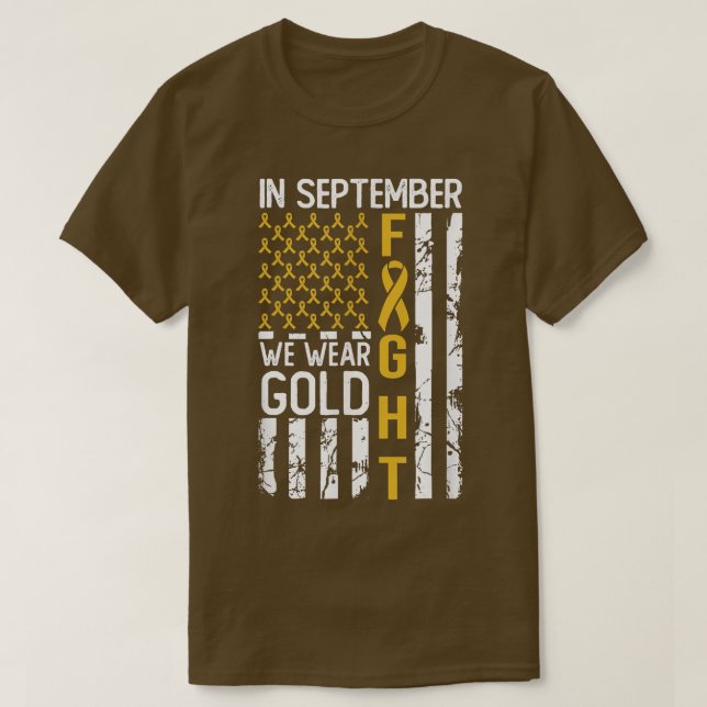 In September We Wear Gold Usa Childhood Cancer Awa T-Shirt (Design Front)