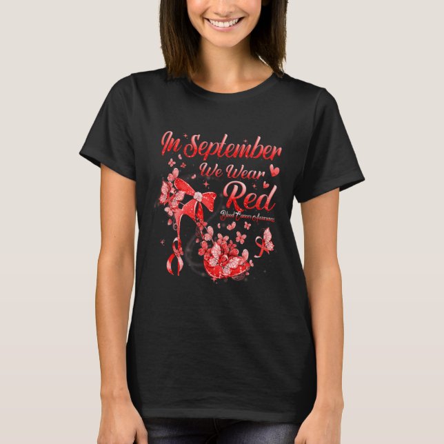 In September We Wear Red Butterfly Blood Cancer Aw T-Shirt (Front)