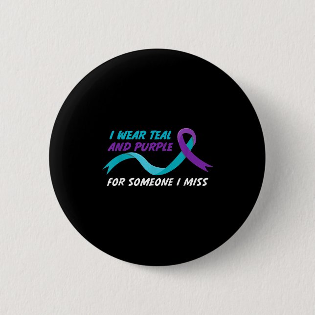 In September We Wear Teal And Purple Suicide Preve Button (Front)