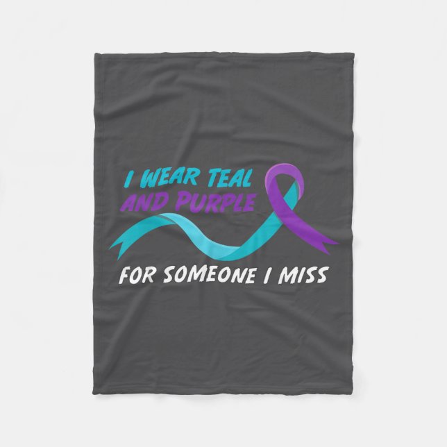 In September We Wear Teal And Purple Suicide Preve Fleece Blanket (Front)