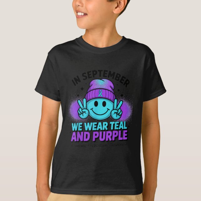 In September We Wear Teal And Purple Suicide Preve T-Shirt (Front)