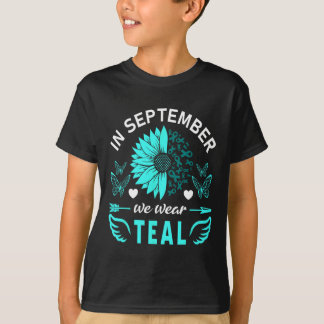 In September We Wear Teal Ovarian Cancer Awareness T-Shirt