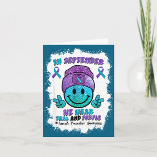 In September We Wear Teal Purple Ribbon Suicide Pr Card