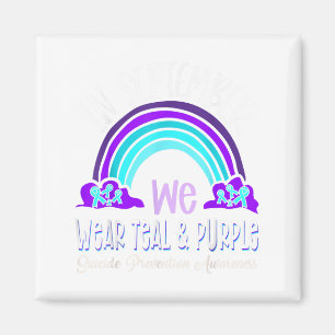 In September We Wear Teal Purple Ribbon Suicide Pr Magnet
